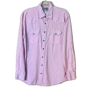 Cinch Men's Pink Arenaflex Modern Fit Long Sleeve Button Shirt Large Western